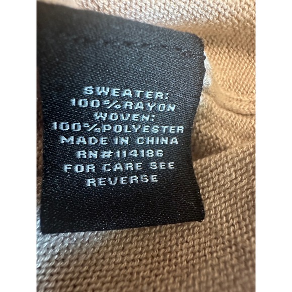 Verve ami Sweater Knit Top Long Sleeve Open Back Attached Camisole Beige Size L - Picture 6 of 9